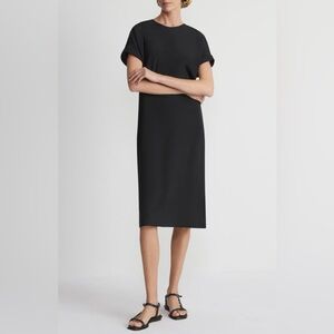 Lafayette 148 New York Roll Cuff Silk Stretch Georgette T-Shirt Dress Small